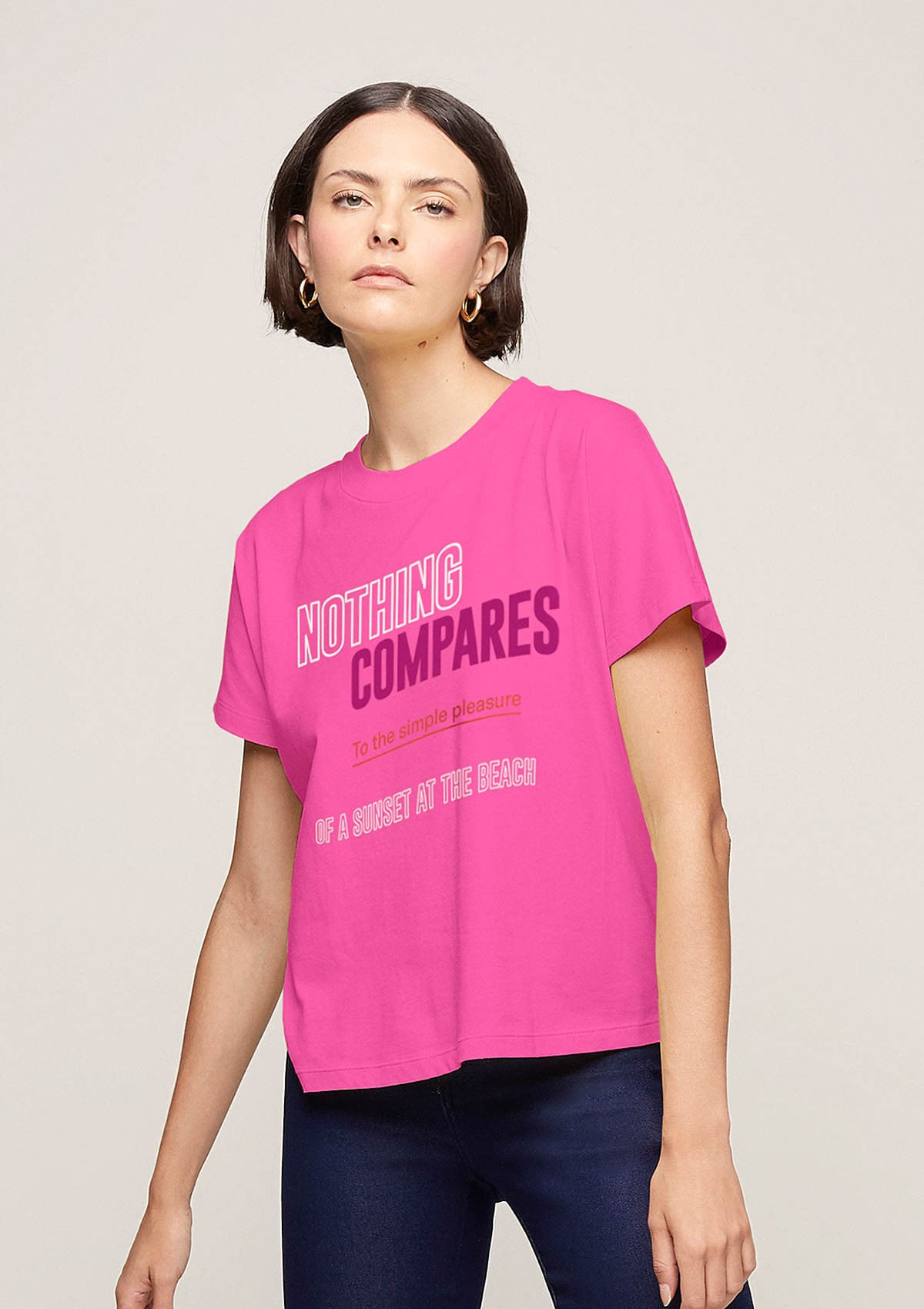 Camiseta Em Algodão Com Silk Local - Rosa